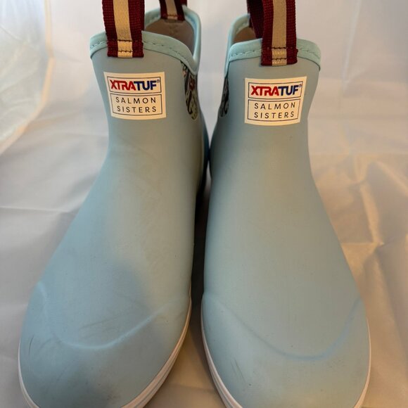XTRATUF Women's Salmon Sisters Ankle Deck Boots light blue mermaid Size 10 - Picture 2 of 8